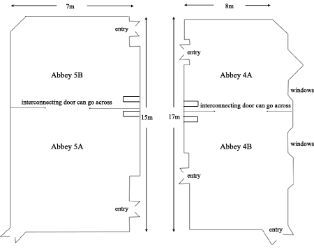 Abbey 4 and Abbey 5 Function Venue Floor Plan